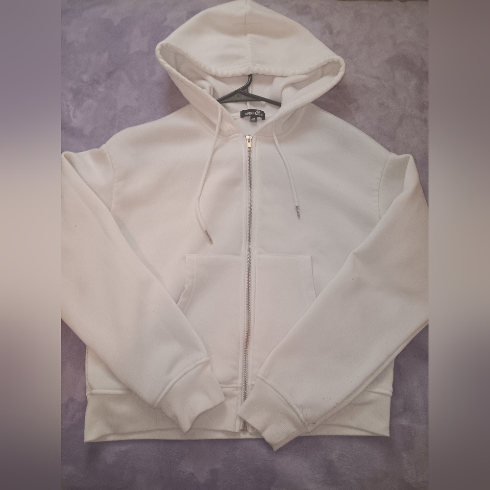 White Quilted Winter Coat with Plush Texture